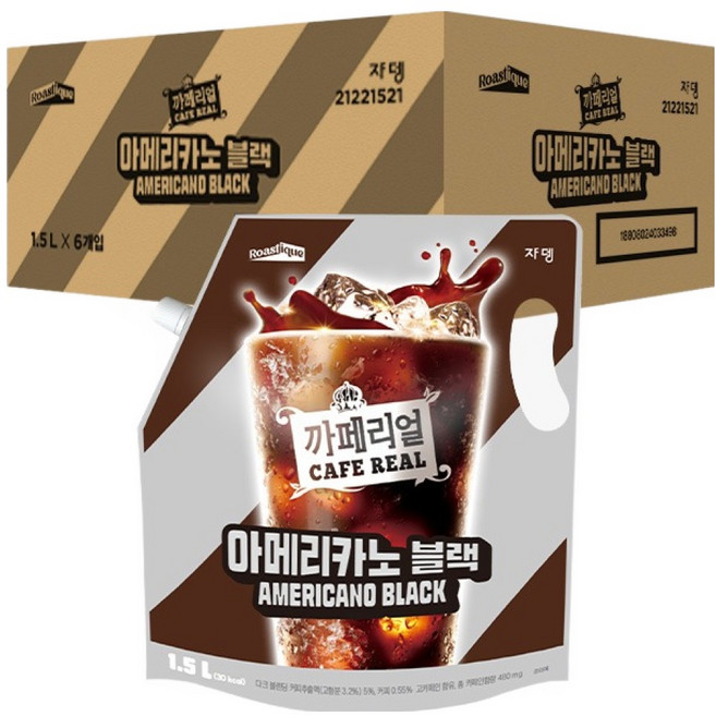 까페리얼 쟈뎅 아메리카노 블랙, 6개, 1.5L