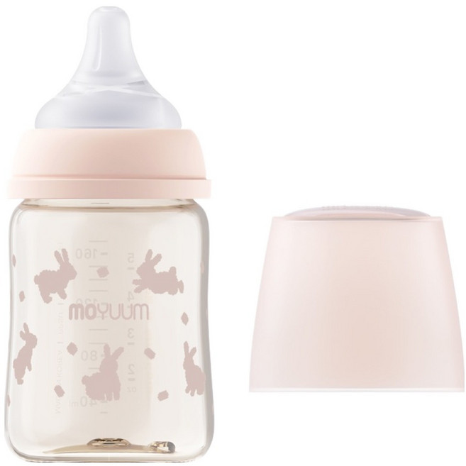 모윰 3세대 PPSU 올인원 유꼭지 젖병 래빗, 피치베이지, 170ml, 1개