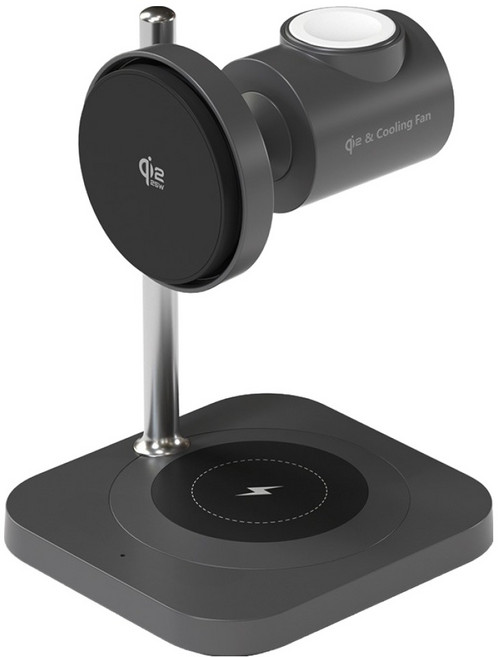주파집 Qi2 25W 초고속 맥세이프 3in1 무선충전 스탠드 거치대, 블랙, 1개