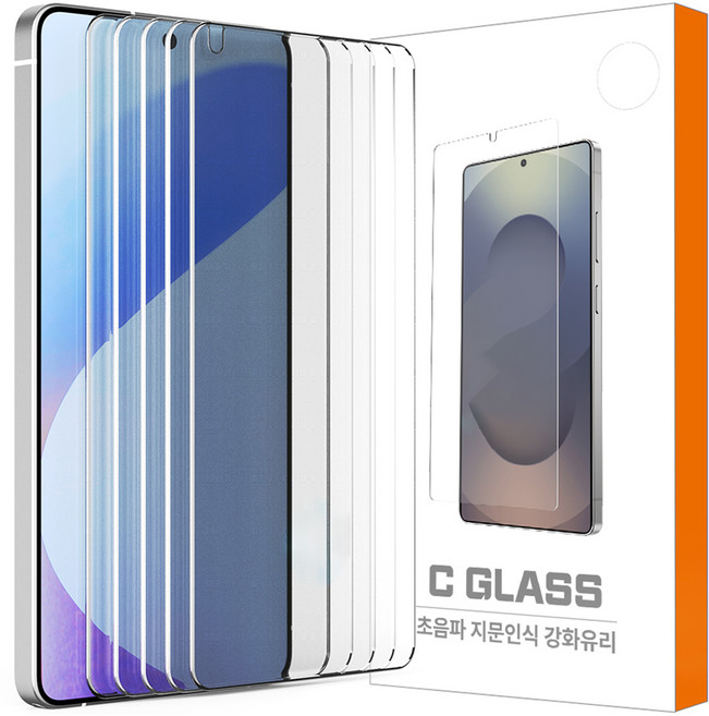 HIGHON C Glass 超音波指紋辨識鋼化玻璃手機保護膜 透明, 5個