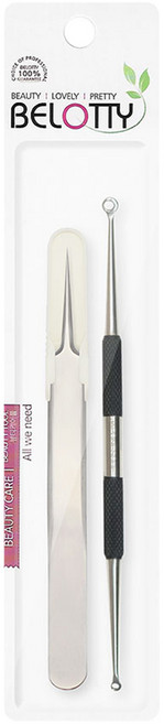 벨로티 정밀 피지 핀셋 2종 세트, 1세트, 실버