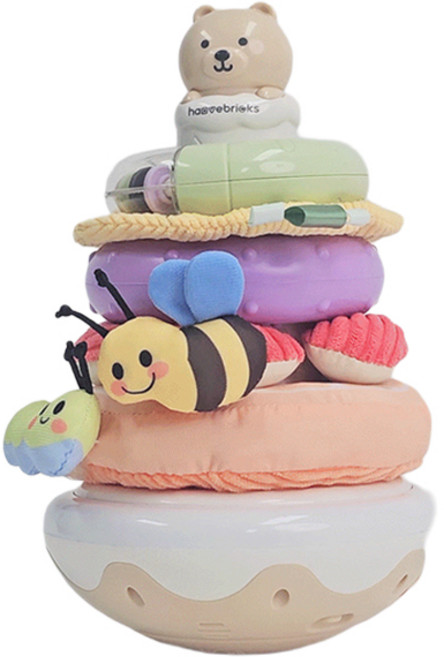 하베브릭스 유아용 회전 링쌓기 끼우기 소근육 발달 장난감, 혼합색상, 1개