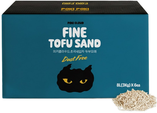 퍼키퍼키 퍼키클라우드 초극세입자 두부 고양이 모래 8L, 6개, 무향