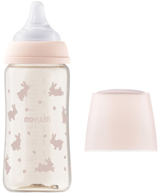 모윰 3세대 PPSU 올인원 유꼭지 젖병 래빗, 피치베이지, 270ml, 1개