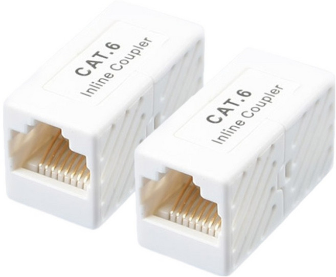 컴스 RJ45 I형 INLINE STP CAT6 8C8P 연장 커플러 DP300 2p, White, 1개