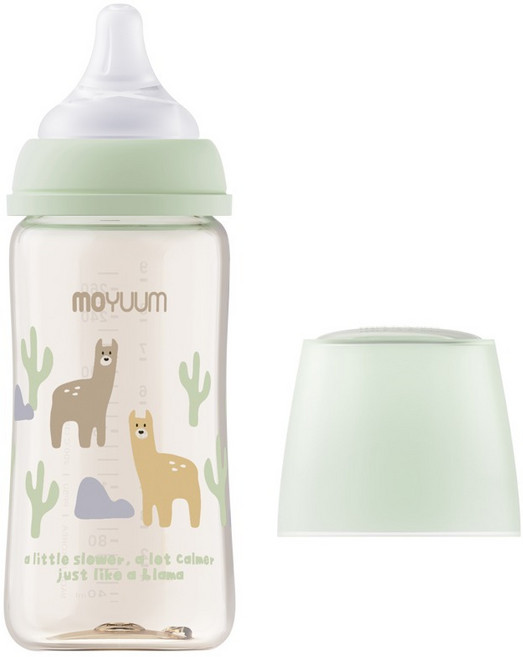 모윰 3세대 PPSU 올인원 유꼭지 젖병 라마, 그린, 1개, 270ml