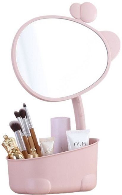 세레보 기린 각도조절 수납형 탁상 화장거울, 핑크