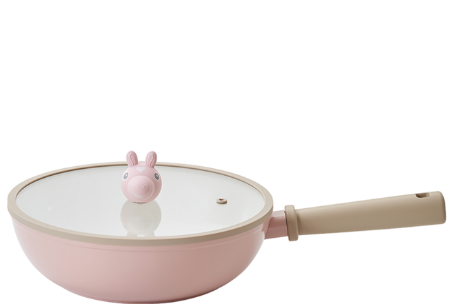 NEOFLAM Rody 跳跳馬系列陶瓷塗層炒鍋 IH爐可用鍋 非鐵氟龍不沾塗層 粉色 台灣公司貨, 26cm, 1個