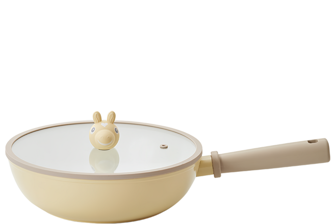 NEOFLAM Rody 跳跳馬系列陶瓷塗層炒鍋 IH爐可用鍋 非鐵氟龍不沾塗層 黃色 台灣公司貨, 26cm, 1個