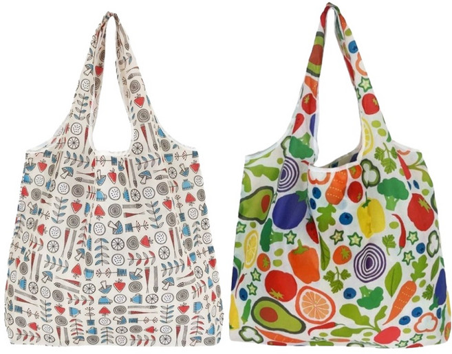 벨리안 휴대용 접이식 장바구니 46 x 66 cm 2종 세트, 채소랜드, 과채랜드, 1세트