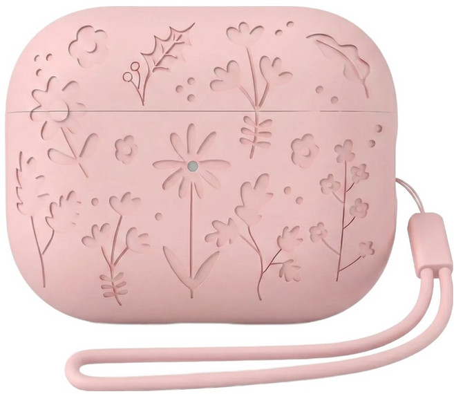 온핏업 마카롱 컬러핏 에어팟 프로3 실리콘 케이스 + 스트랩 세트, 베이비핑크, 1세트