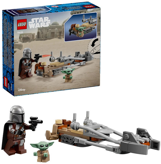 LEGO 75436 星際大戰系列 曼達洛人和古古的飛行摩托車 The Mandalorian & Grogu's Speeder Bike, 混和顏色, 1個