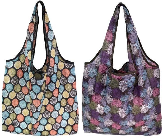 벨리안 휴대용 접이식 장바구니 46 x 66 cm 2종 세트, 나뭇잎, 국화, 1세트