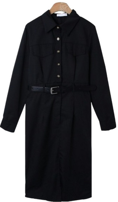 린다샵 시리시 페이크 포켓 앞트임 셔츠 원피스 + 벨트 세트 cpops10188c4c