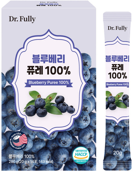닥터풀리 블루베리 퓨레 100% 14p, 1개, 280g