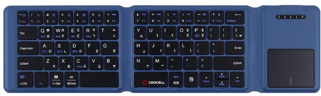 크로셀 터치패드 무선 블루투스 접이식 휴대용 아이패드 태블릿 키보드, 제조사축, C-Flip Indigo, 블루