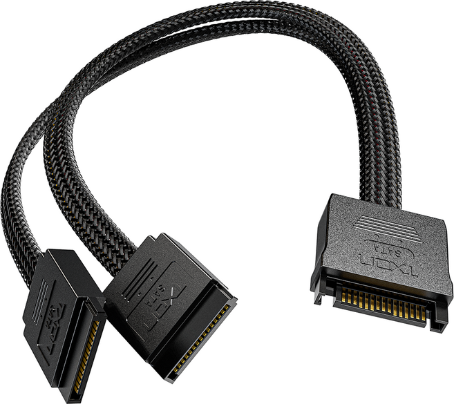 티엑스온 1:2 SATA Y타입 전원 연장 케이블, 0.5m, 1개