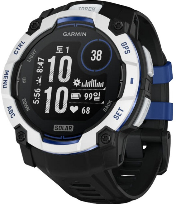 가민 인스팅트 3 슈퍼노바 솔라 아웃도어 스마트워치, 화이트스톤 + 블랙 밴드, 50mm, GPS + 블루투스