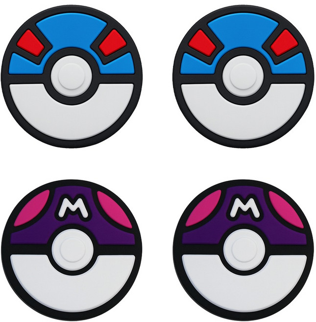 스페이스쉴드 닌텐도 스위치 2 조이콘 호환 레츠고 실리콘 스틱캡 2종 x 2p 세트, 퍼플믹스, 블루믹스, 1세트