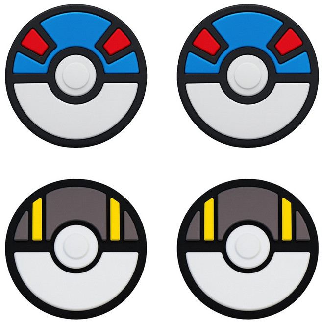 SPACE SHIELD 任天堂 Switch 2 Joy-Con 相容 Let's Go 矽膠搖桿帽 2款 x 2p 組, 灰色混合, 藍色混合, 1套, 單一商品