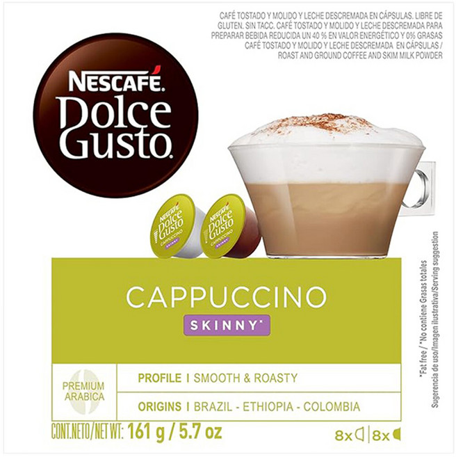 NESCAFE 雀巢咖啡 Dolce Gusto 多趣酷思 卡布奇諾咖啡膠囊 深色 + 白色, 20.2g, 8個裝, 1組