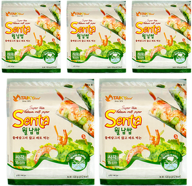 TAIKY food 財記粉業 免沾水方形越南春捲米紙 16cm, 5個, 120g