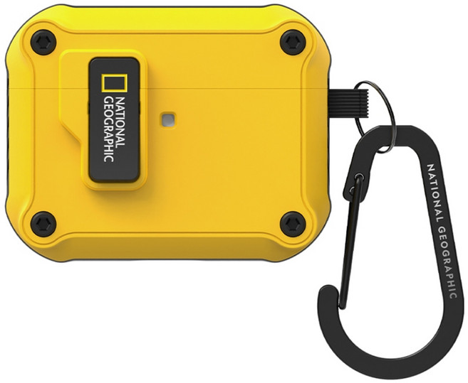 NATIONAL GEOGRAPHIC 國家地理 RuggedBumper自動開蓋保護殼, 黃色, 1個, AirPodsPro 3