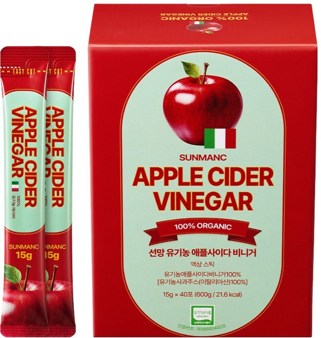 SUNMANC 有機蘋果醋 40入, 600g, 1個