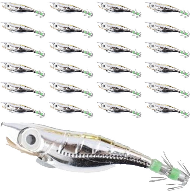 999피싱 쭈꾸미 갑오징어 문어 M2 왕눈이 수평 크롬에기, 화이트실버, 25개, 9g