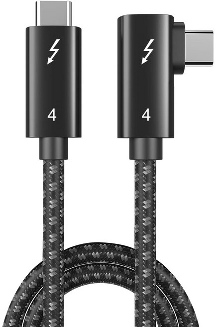 SPACE SHIELD Type-C轉Type-C Stella Thunderbolt 4 100W PD 8K 40Gbps 超高速充電數據直角傳輸線, 黑色, 1個, 1m