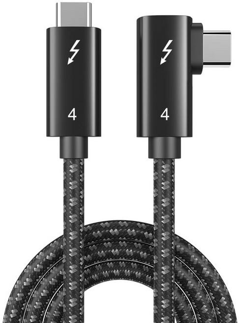 SPACE SHIELD Type-C轉Type-C Stella Thunderbolt 4 100W PD 8K 40Gbps 超高速充電數據傳輸 Type直角傳輸線, 黑色, 1個, 1.5m