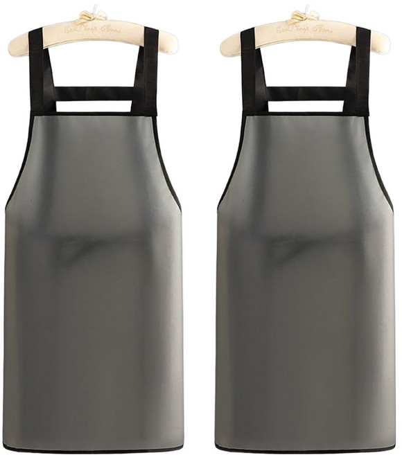다퍼남 TPU 우레탄 방수 앞치마, 반투명 블랙, 2개