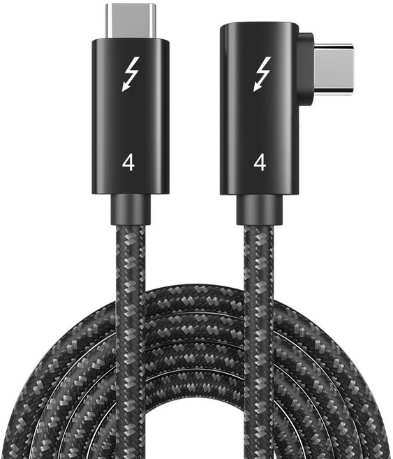 SPACE SHIELD Type-C轉Type-C Stella Thunderbolt 4 100W PD 8K 40Gbps 超高速充電數據傳輸 Type直角傳輸線, 黑色, 1個, 2m