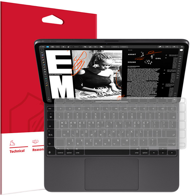 스코코 아이패드프로 8세대 13 M5 매직키보드 슬림 TPU 키스킨 + 팜레스트 필름 세트 한글용, 1세트