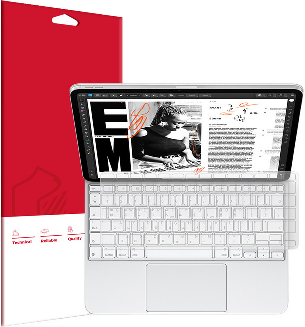 스코코 아이패드프로 8세대 11 M5 매직키보드 슬림 TPU 키스킨 + 팜레스트 필름 세트 한글용, 1세트