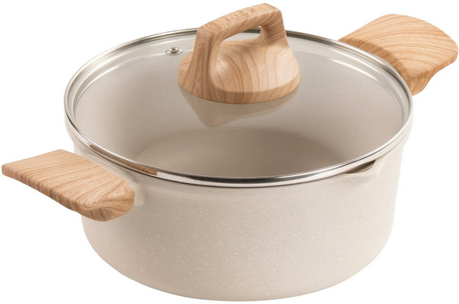Tefal 特福 暖暖系列不沾雙耳湯鍋 加蓋, 米白色, 1個, 20cm