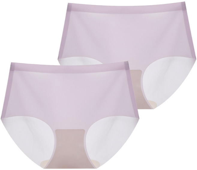 DeParee 蒂巴蕾 無痕冰絲植物系桑蠶絲抗菌內褲2件組 Waist pus 包覆式, 淺紫色