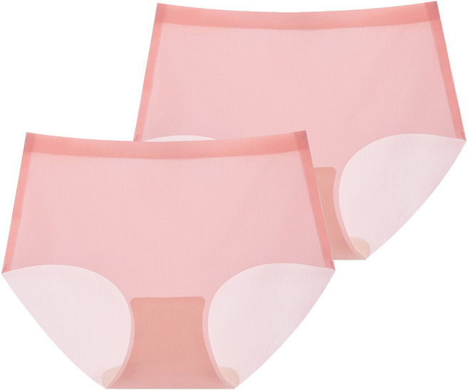 DeParee 蒂巴蕾 無痕冰絲植物系桑蠶絲抗菌內褲2件組 Waist pus 包覆式, 珊瑚紅