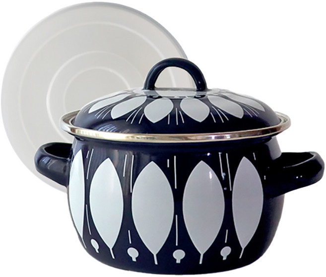 HAKOYA 電磁爐琺瑯Bianca雙耳燉鍋 HA-BB140, 1個, 海軍藍, 14cm