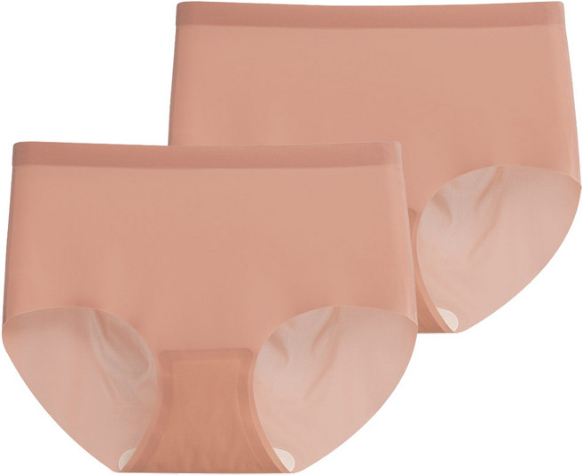 DeParee 蒂巴蕾 無痕冰絲植物系桑蠶絲抗菌內褲2件組 Waist pus 包覆式, 赭橙色