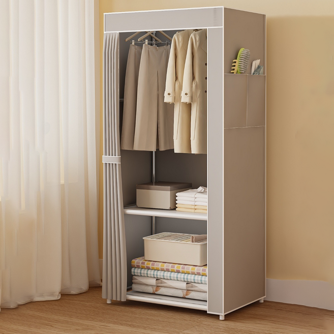 ROI life 可簡易組裝與收納的簡約衣櫃 57 x 42 x 146 cm, 灰色