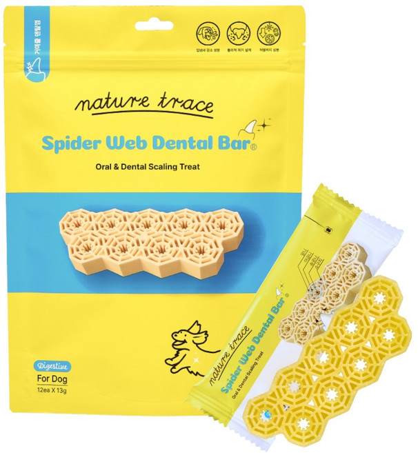 네이처트레이스 강아지 스파이더웹 덴탈바 다이제스티브 12p, 고구마, 우유, 156g, 1개