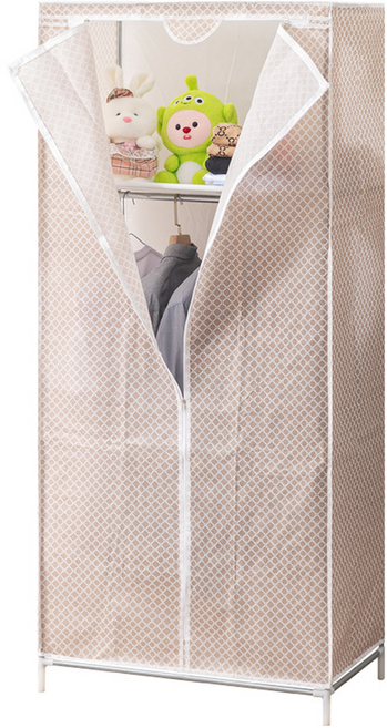 ROI Life T字型拉鍊防塵比基尼衣櫃 70 x 45 x 155 cm, 咖啡格紋