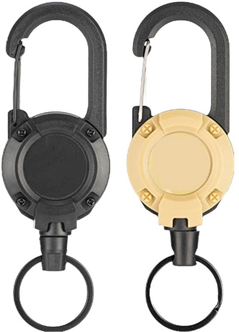 벨리안 휴대용 릴 와이어 핀온릴 키링 2종, 블랙, 베이지, 1세트