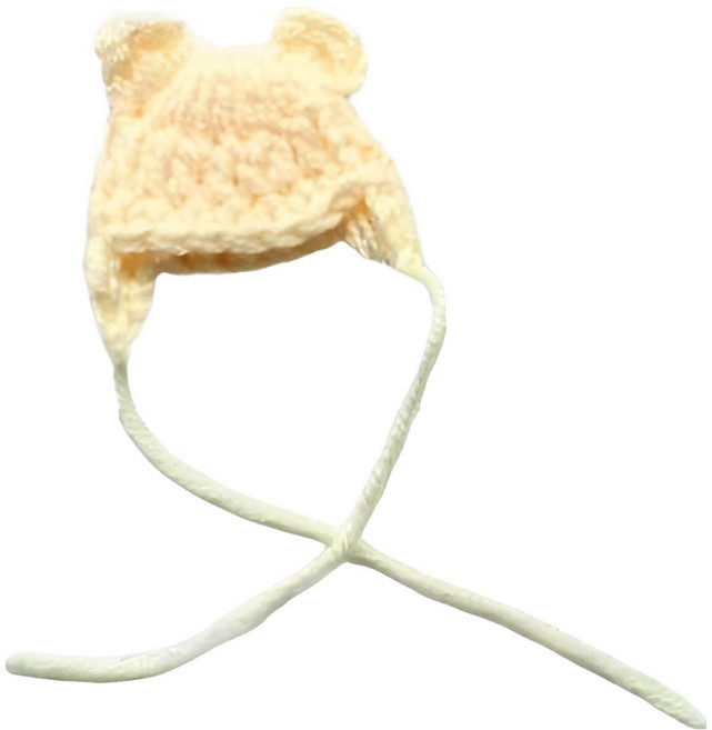 온지 인형 소품 미니 귀돌이 니트 모자, 옐로우, 1개