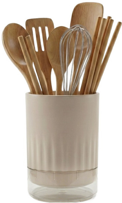 위티미티 물빠짐 오크밀 수저통, 1개, 오크밀 베이지