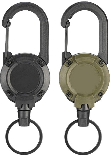 벨리안 휴대용 릴 와이어 핀온릴 키링 2종, 블랙, 카키, 1세트