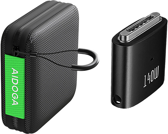 AIDOGA 艾迪伽 Thunder系列 磁吸充電轉接頭轉接器 140W USB-C 母 轉 MagSafe 3 MacBook Pro/Air適用 附EVA硬殼包, 黑色, 1個, 2cm