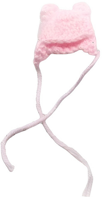 온지 인형 소품 미니 귀돌이 니트 모자, 핑크, 1개