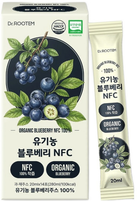 닥터루템 유기농 블루베리 NFC 착즙 100 14p, 1개, 280ml